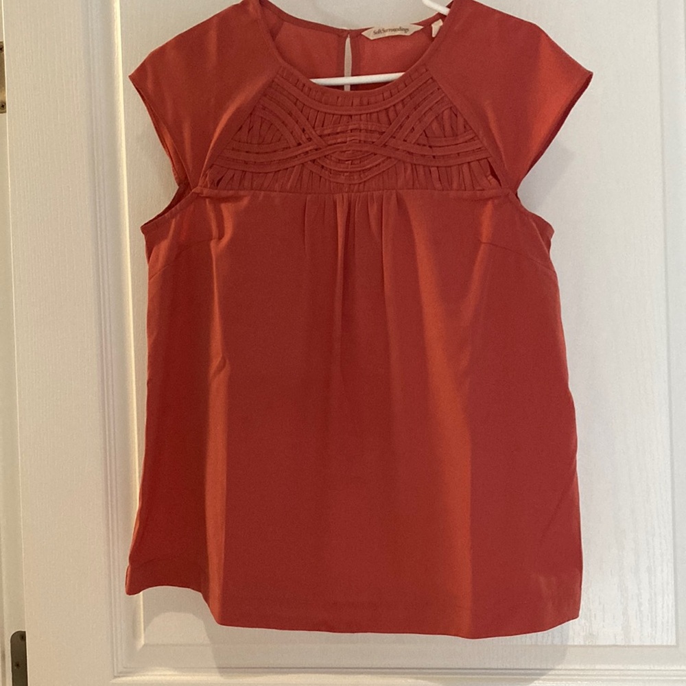 Soft Surroundings PXS Dark Coral Dressy Top